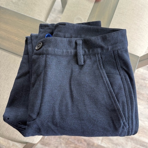 Kit & Ace High Rise Fabric Straight Leg Navy Pants - Picture 2 of 8